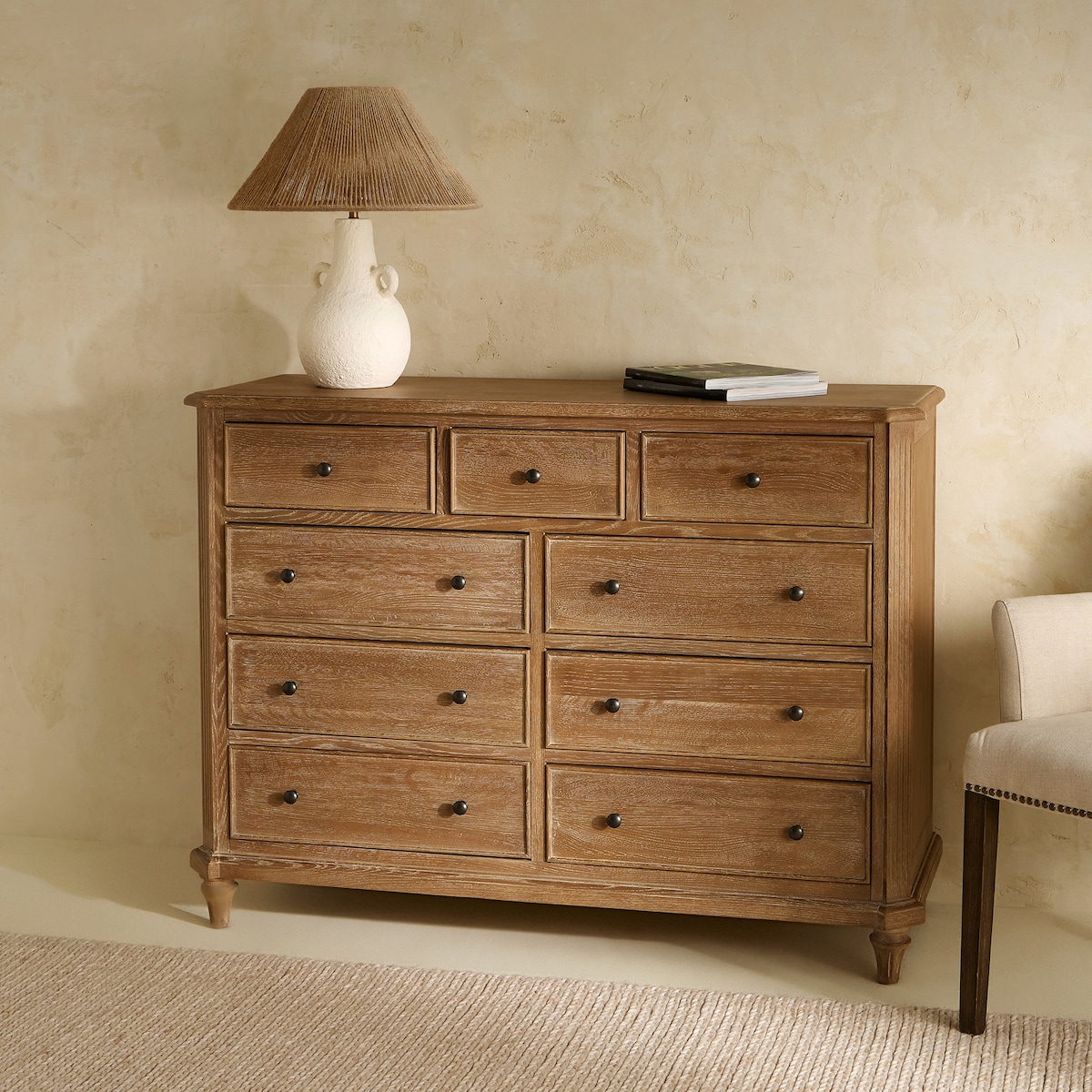 Cómoda de Carvalho com 9 Gavetas Provenza Carvalho envelhecido-1