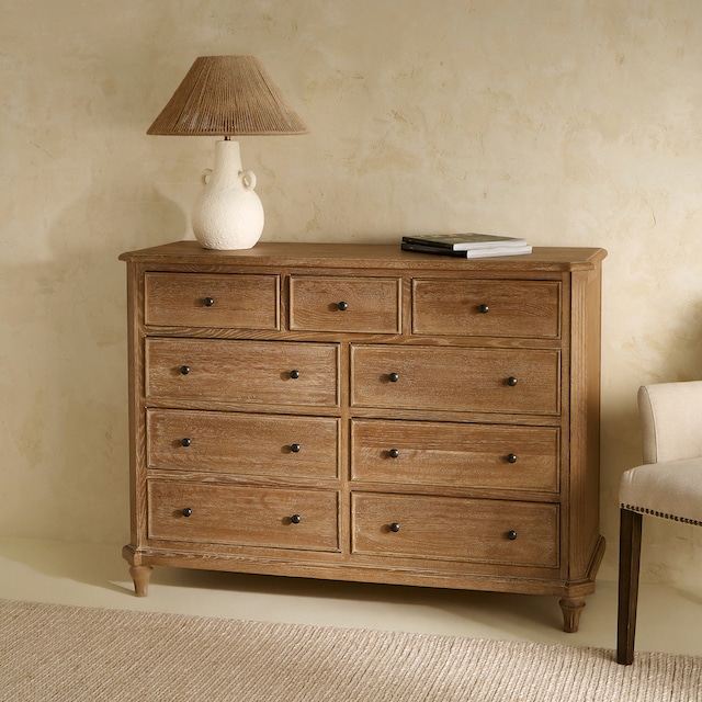 Imagen 0 de Cómoda de madera de roble con 9 cajones Provenza