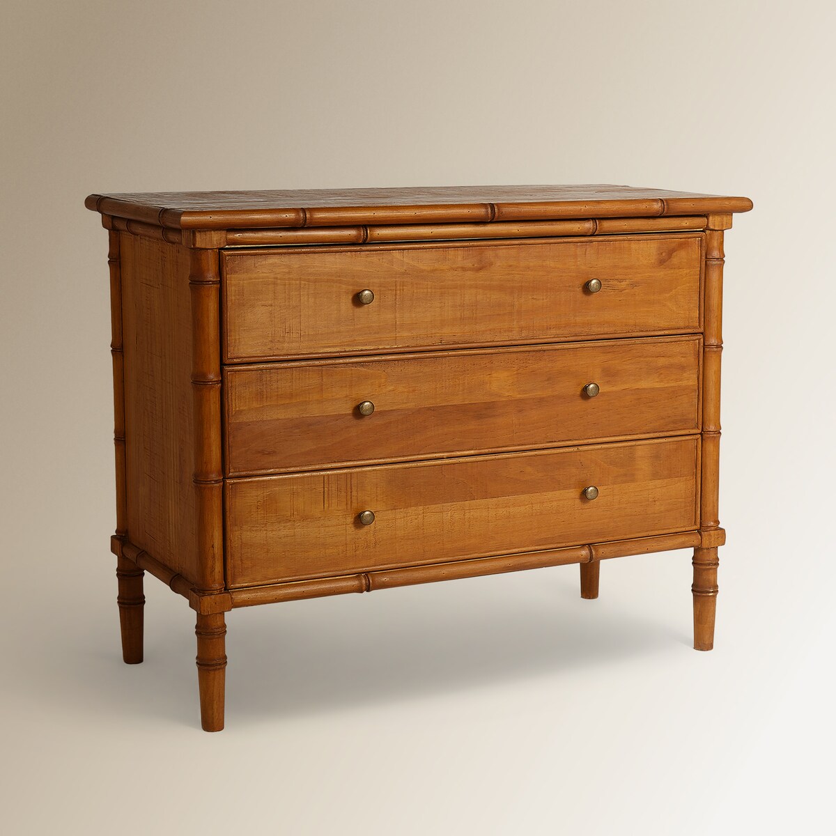 Cómoda de Pinho com 3 Gavetas Bamboo Natural-2