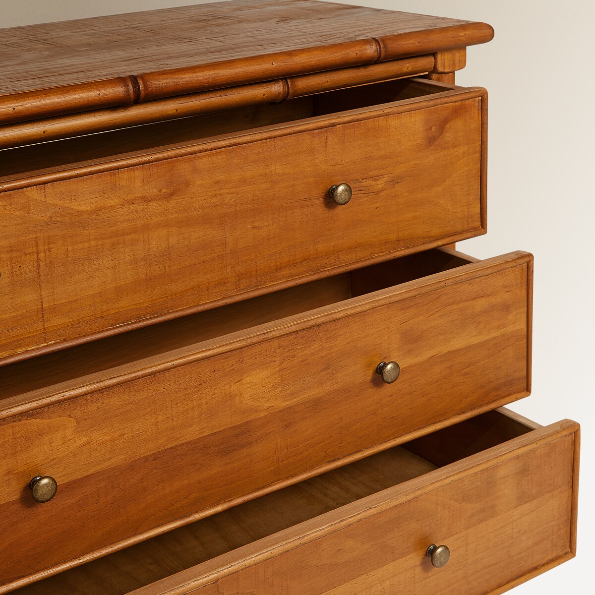 Cómoda de Pinho com 3 Gavetas Bamboo Natural-6