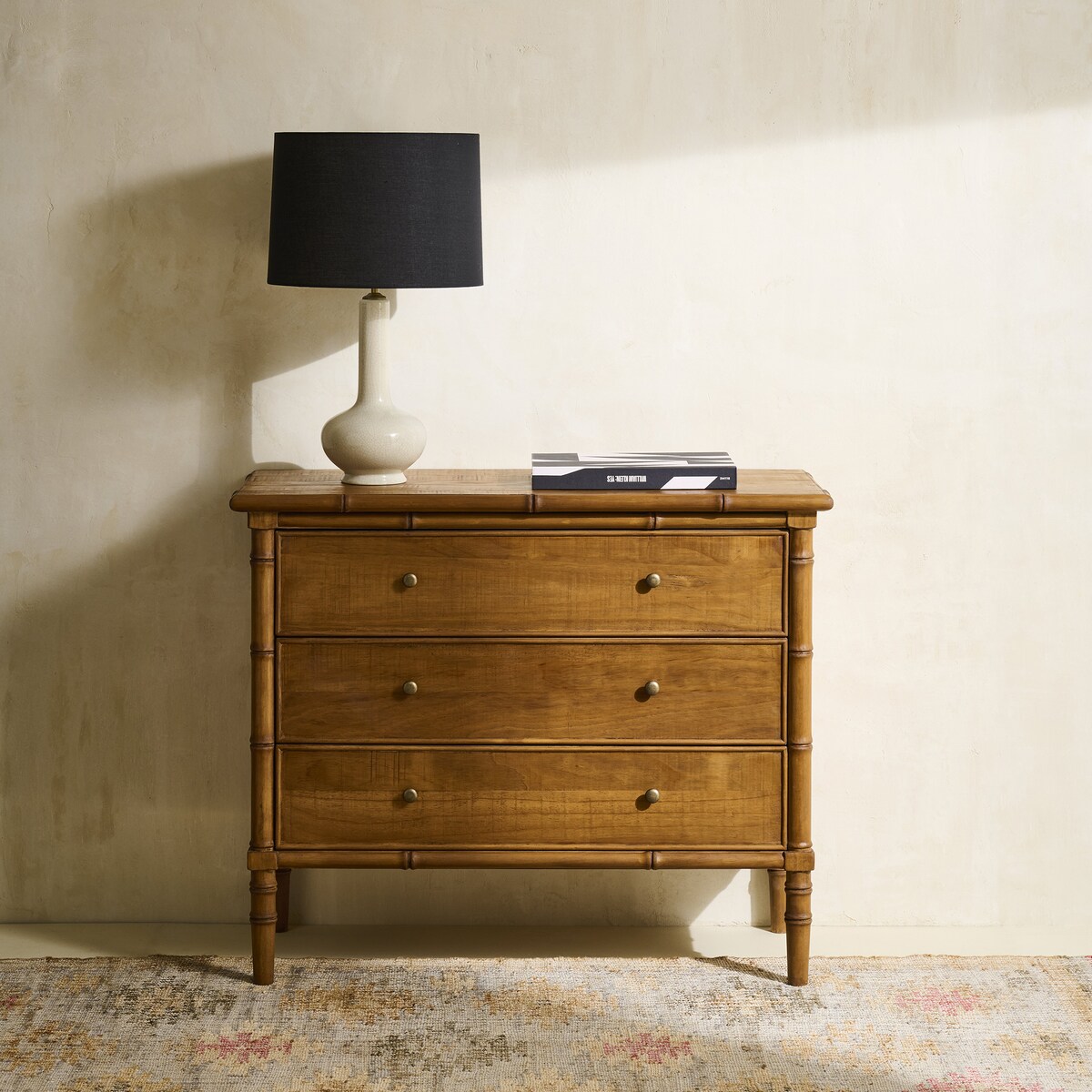 Cómoda de Pinho com 3 Gavetas Bamboo Natural-7