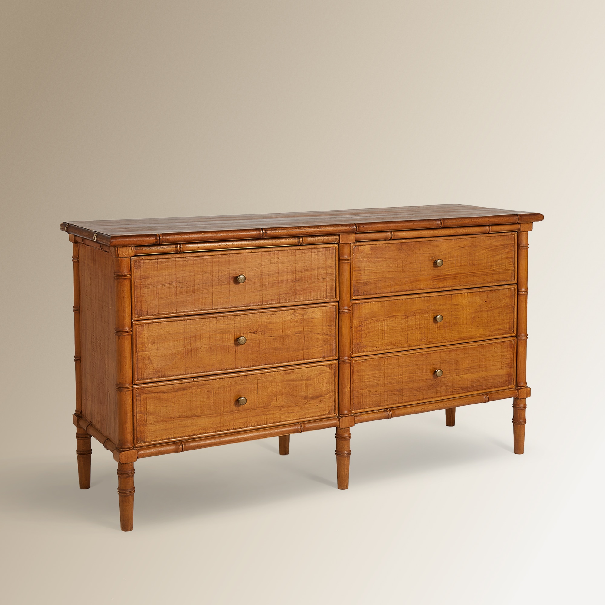 Cómoda de Pinho com 6 Gavetas Bamboo Natural-2