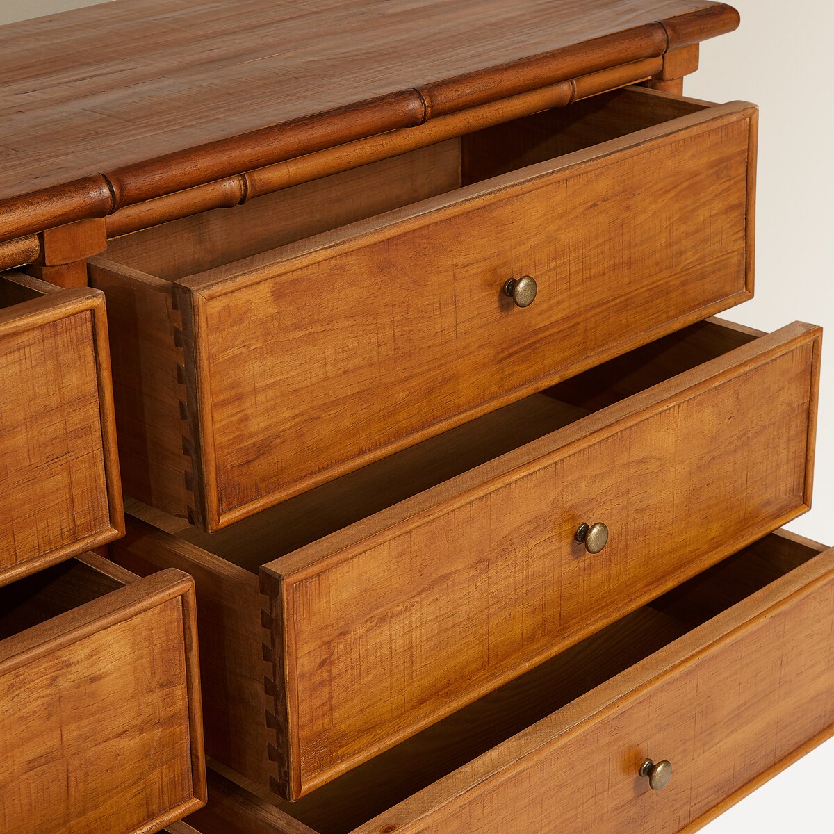 Cómoda de Pinho com 6 Gavetas Bamboo Natural-6