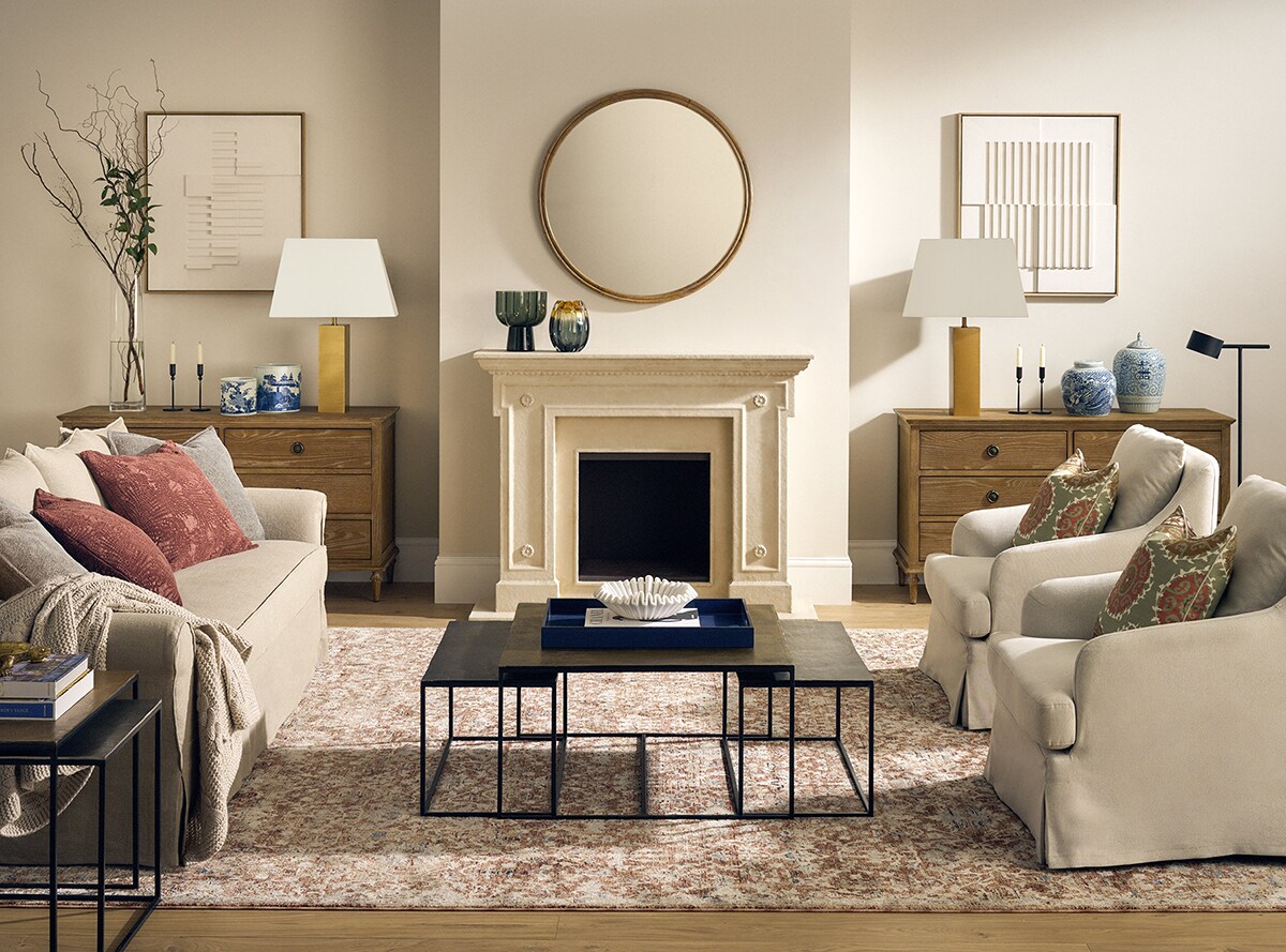 Cómoda de madera de roble con 6 cajones Vintage Roble envejecido-7