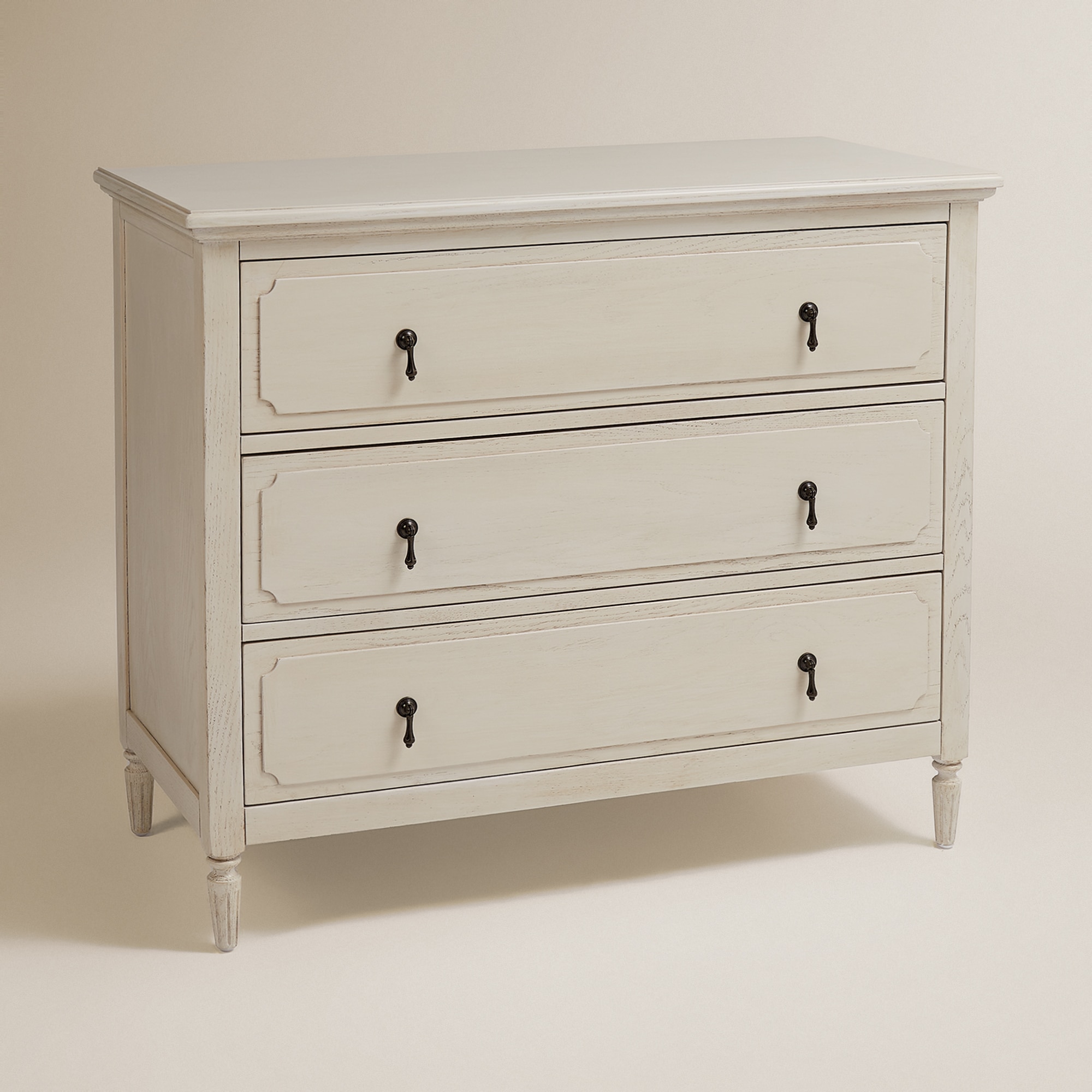 Cómoda de Carvalho com 3 Gavetas Bourne Branco-2