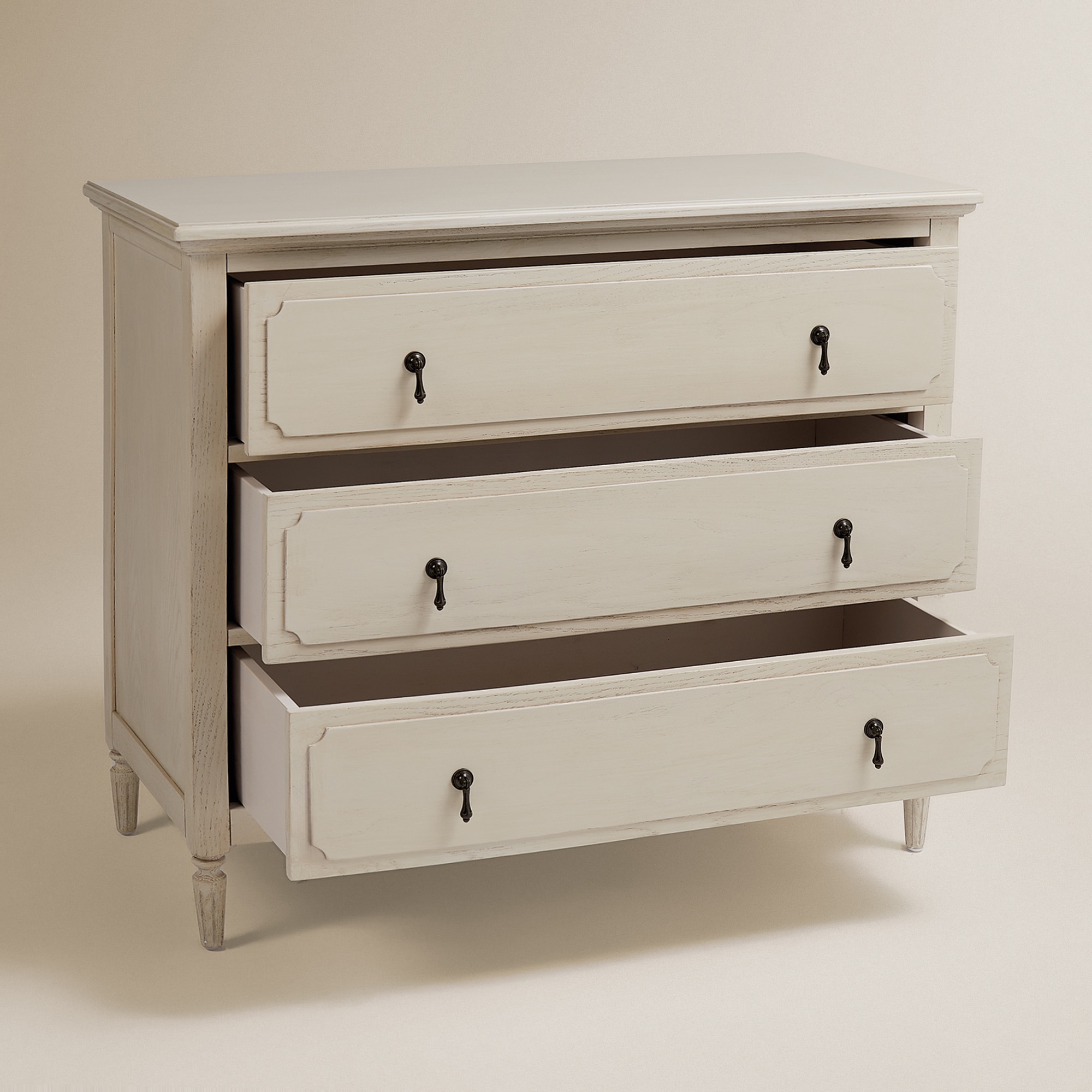 Cómoda de Carvalho com 3 Gavetas Bourne Branco-5