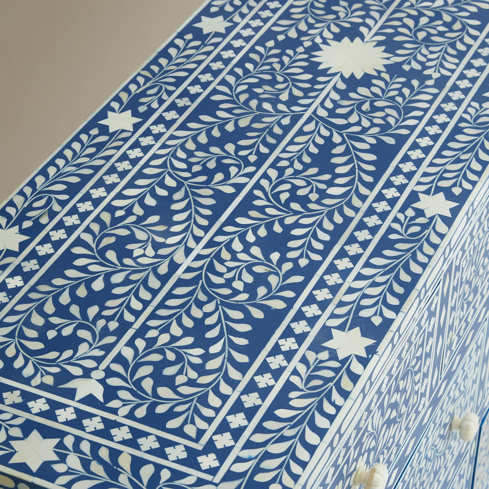 Cómoda de Madeira e Osso com 7 Gavetas Kerala Azul-7