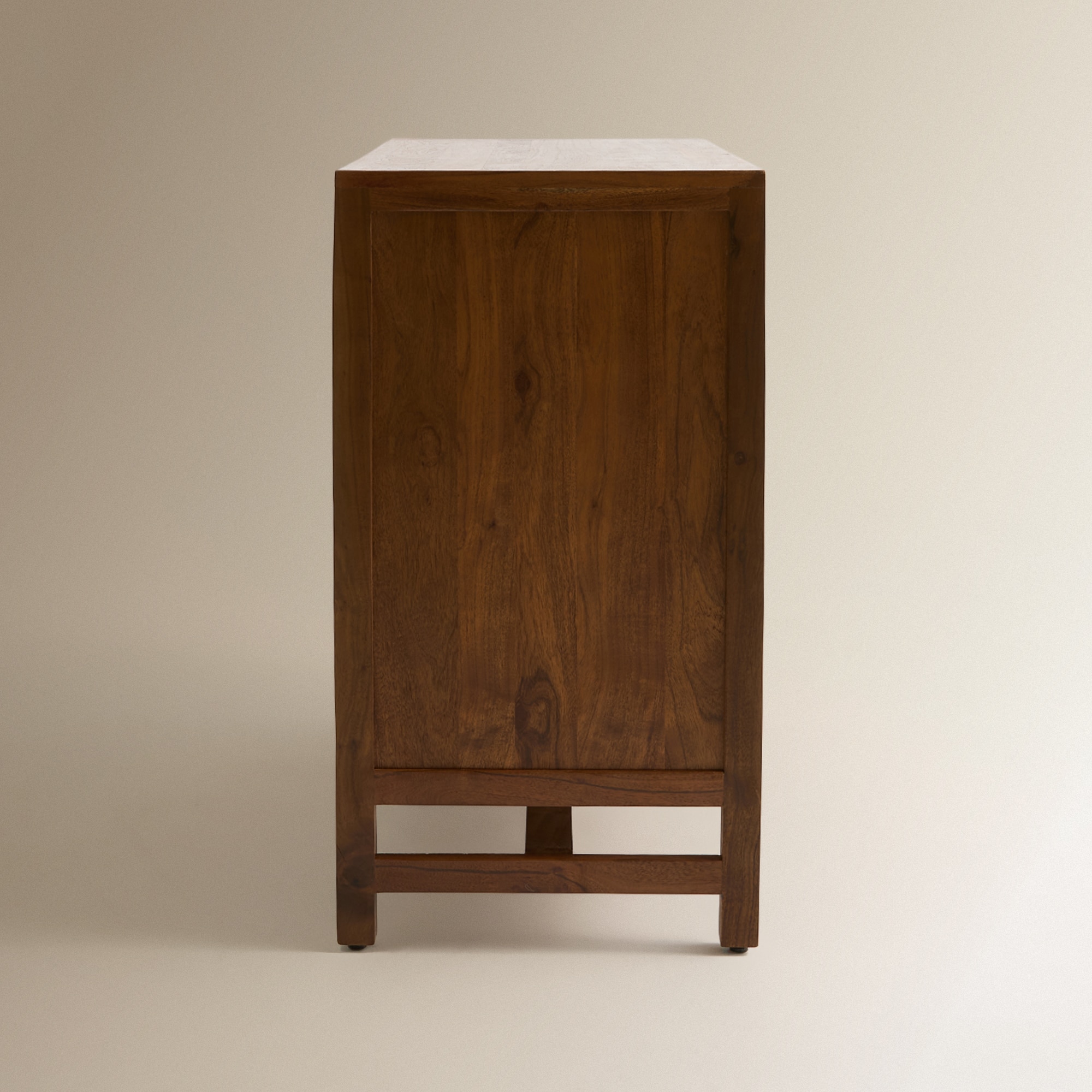 Cómoda de Madeira de Acácia com 3 Gavetas Nogueira-4