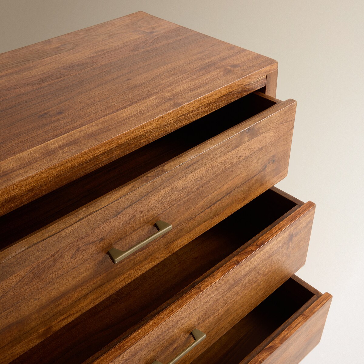 Cómoda de Madeira de Acácia com 3 Gavetas Nogueira-6