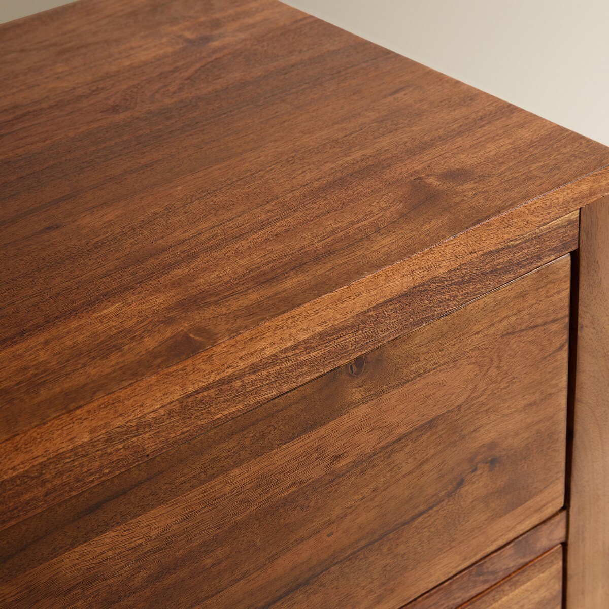 Cómoda de Madeira de Acácia com 3 Gavetas Nogueira-7