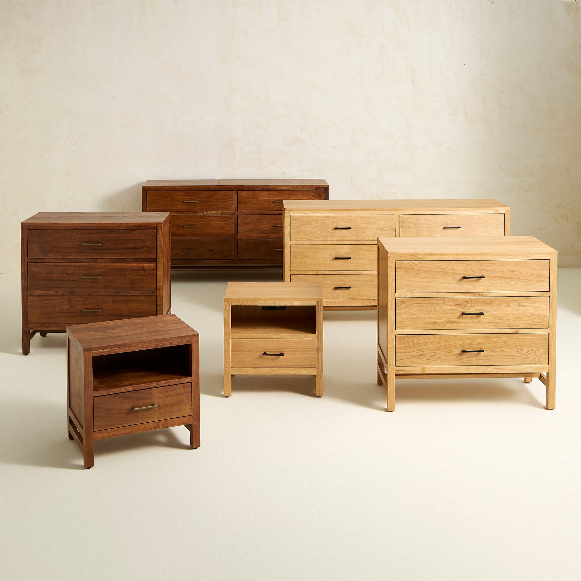 Cómoda de Madeira de Acácia com 3 Gavetas Nogueira-8