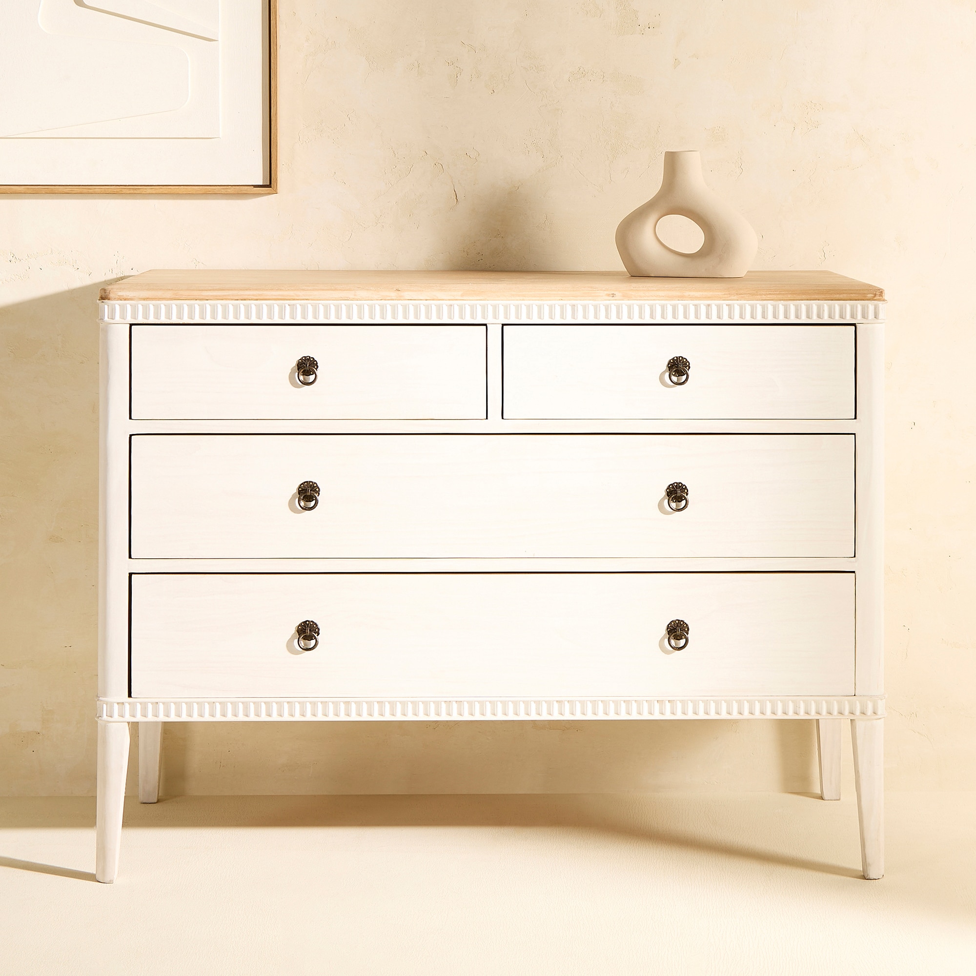 Imagem 0 de Cómoda de Madeira de Pinho Reciclado com 4 Gavetas Amelia.