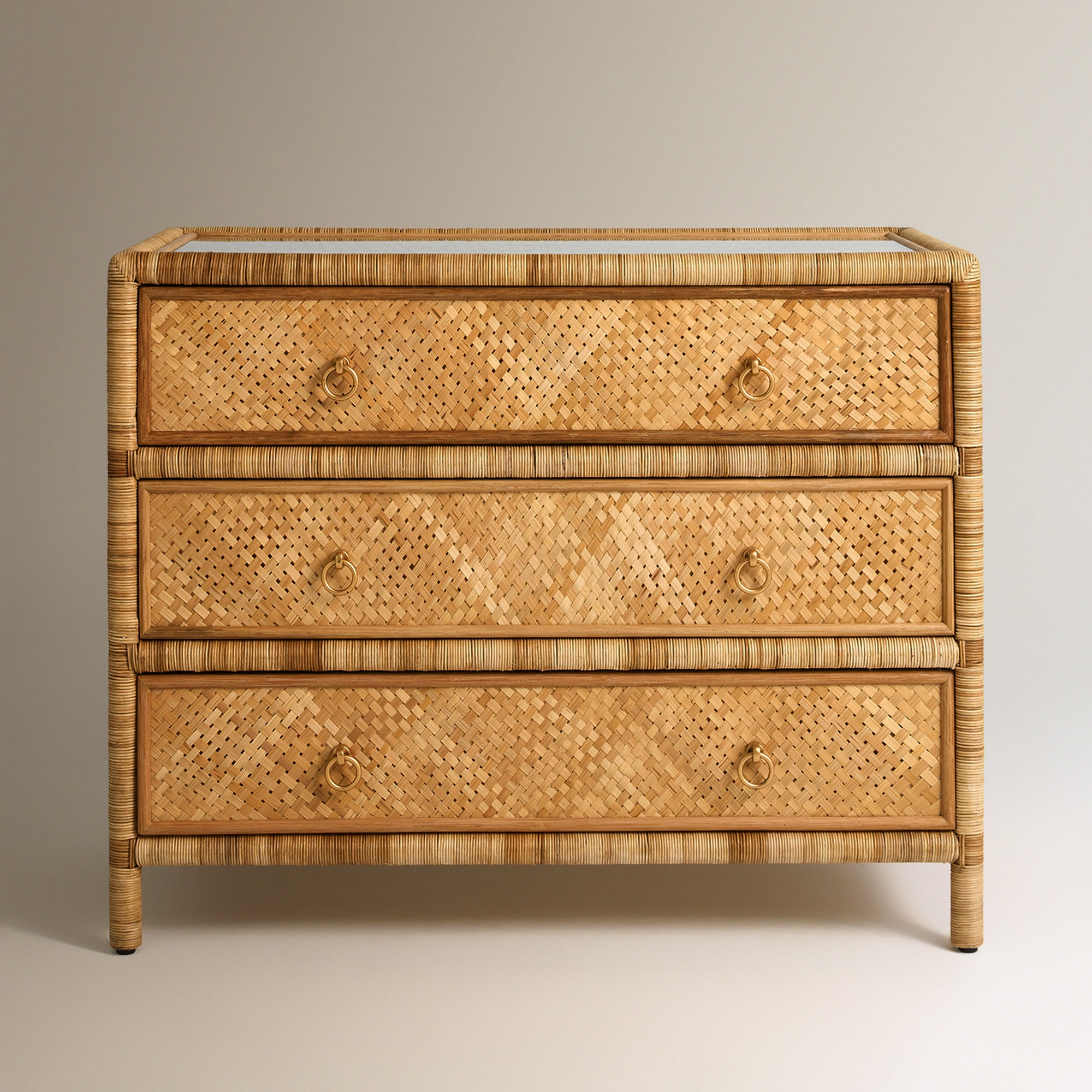 Cómoda de Rattan com 3 Gavetas Boracay Natural-3
