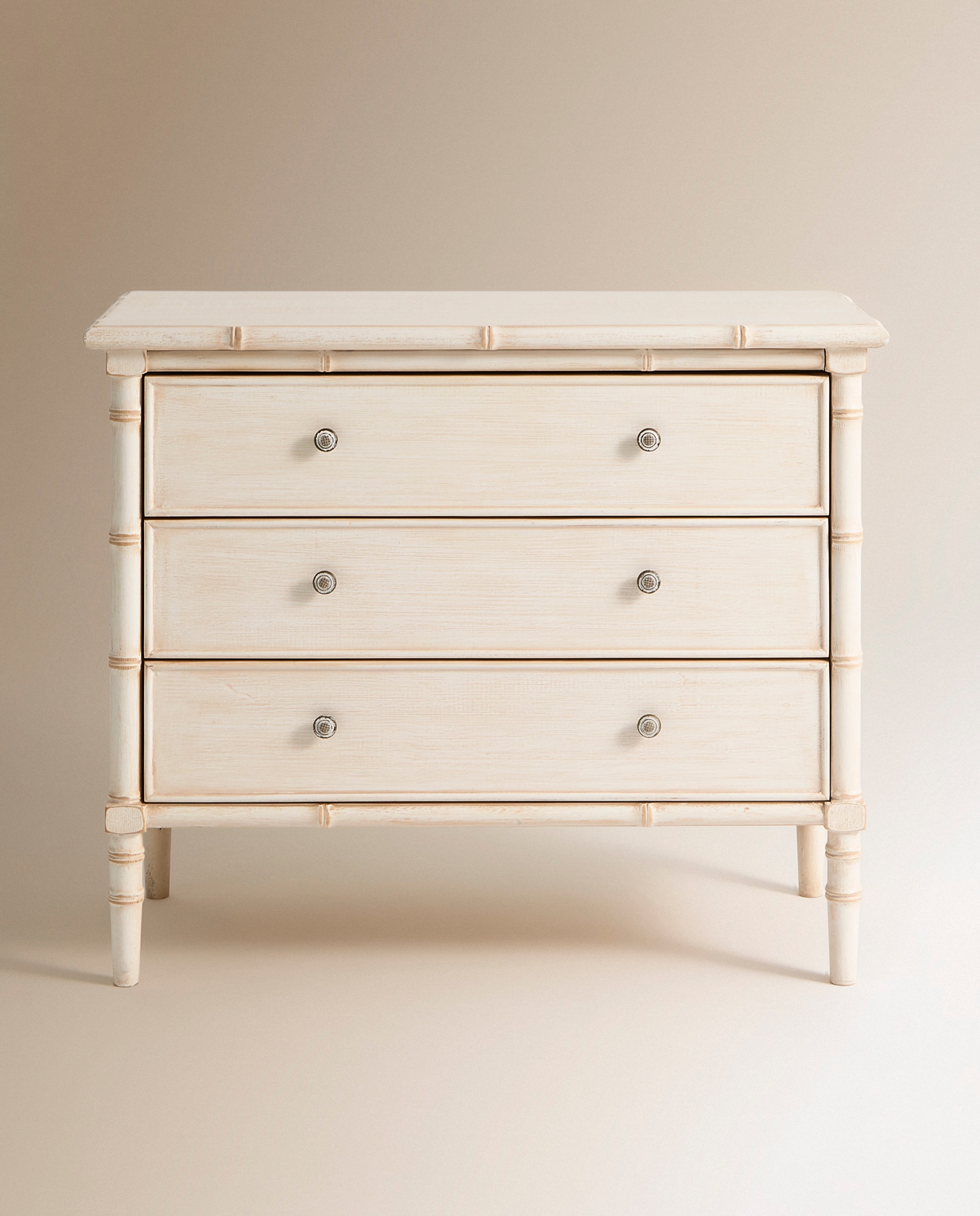 Cómoda de Pinho com 3 Gavetas Bamboo Branco-3