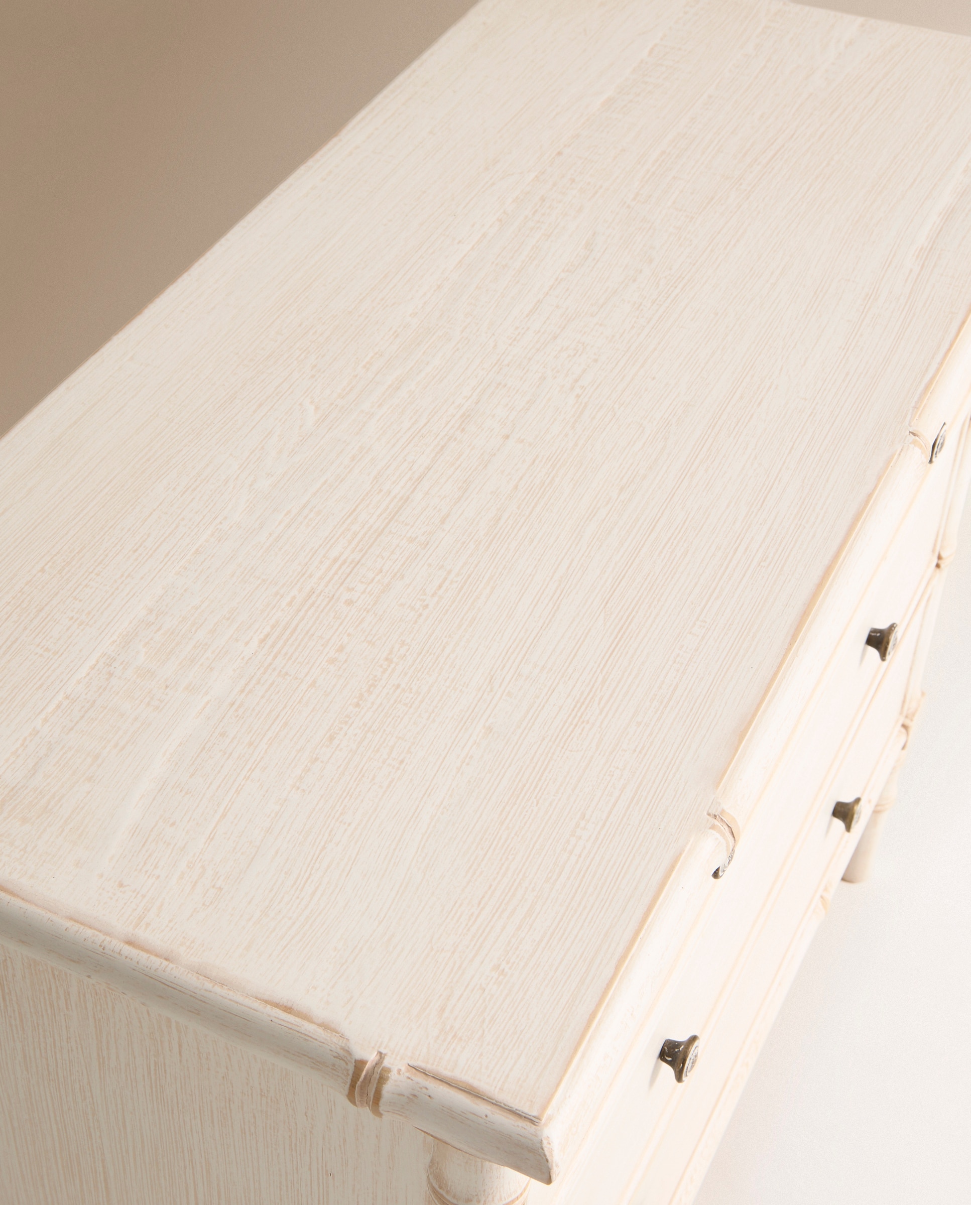 Cómoda de Pinho com 3 Gavetas Bamboo Branco-7