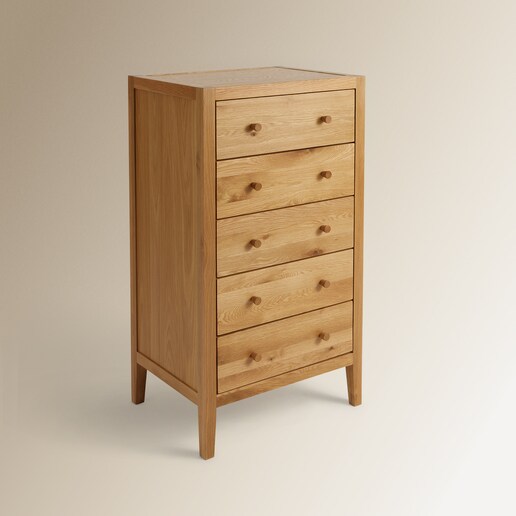 Chiffonnier de madera de roble con 5 cajones Baltic