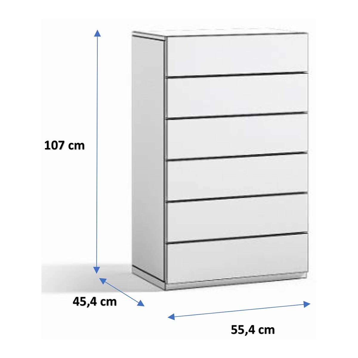 Chiffonnier con 6 cajones Alan El Corte Inglés - Blanco polar 55 cm Blanco polar-4