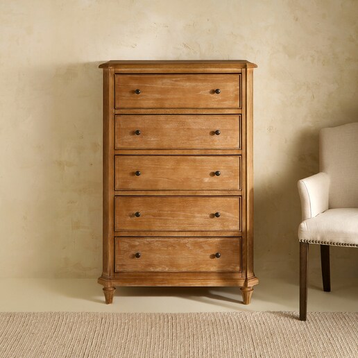 Chiffonnier de madera de roble con 5 cajones Provenza