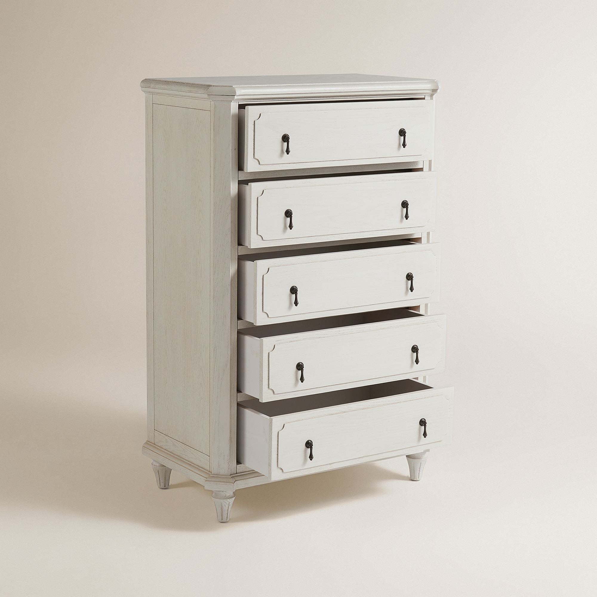Chiffonnier de Carvalho com 5 Gavetas Bourne Branco-5