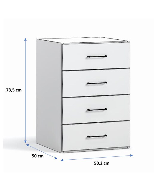 Cajonera para mesa de estudio con 4 cajones Noel El Corte Inglés - Blanco Blanco-3
