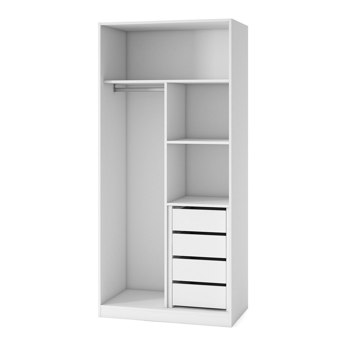 Armario con 2 puertas, 1 balda, divisor y 4 cajones Mio El Corte Inglés - Blanco Blanco-1