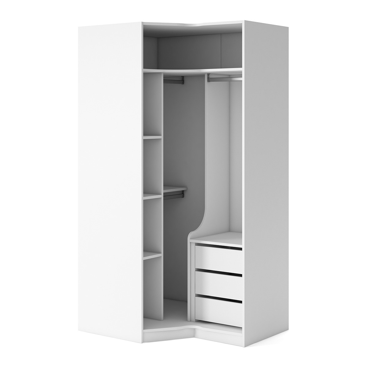Armario rinconera con 2 baldas, 2 barras y cajones Mio El Corte Inglés - Blanco Blanco-1
