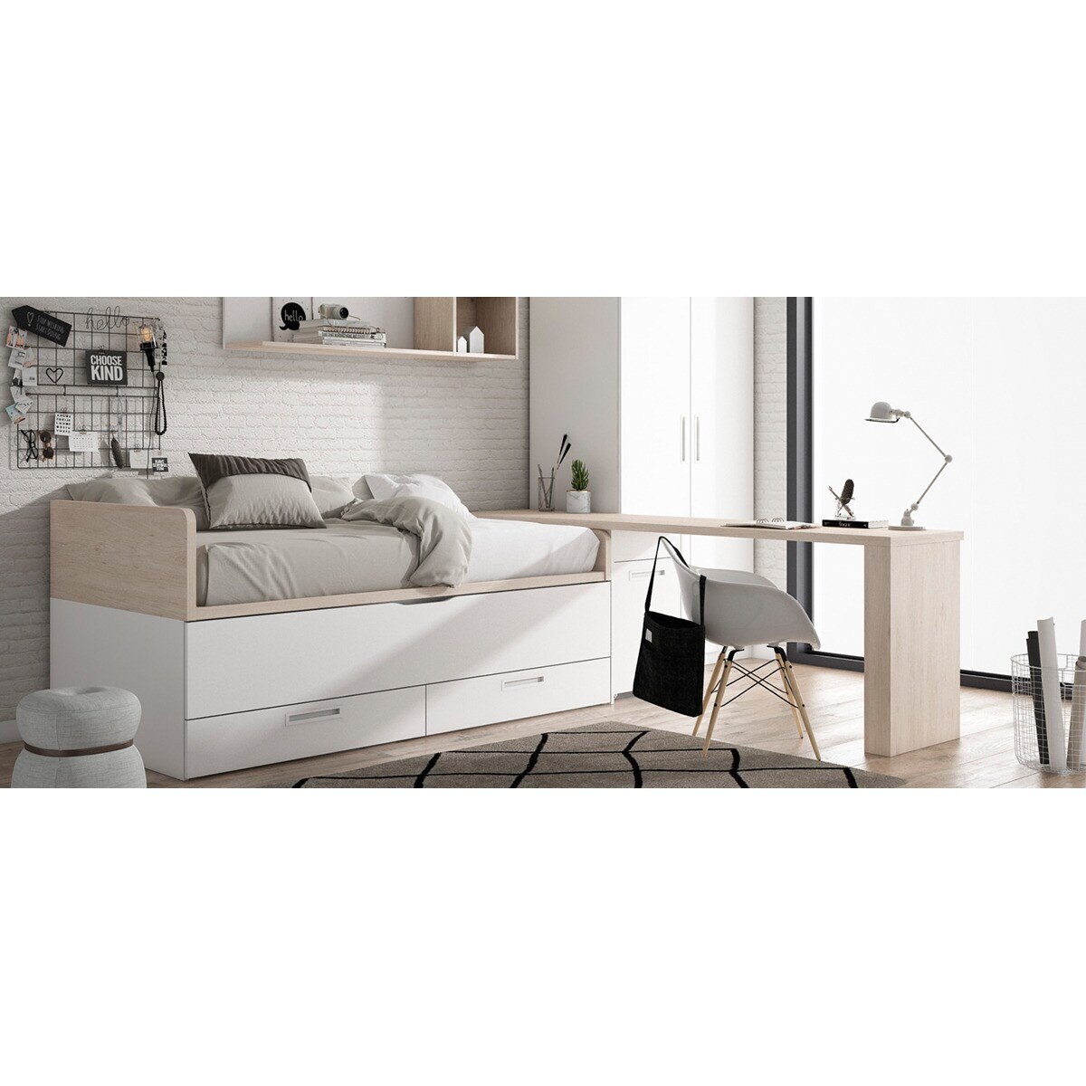 Imagen 5 de Armario con 2 puertas, 2 baldas y 1 barra Mio El Corte Inglés - Arena / Blanco Arena / Blanco