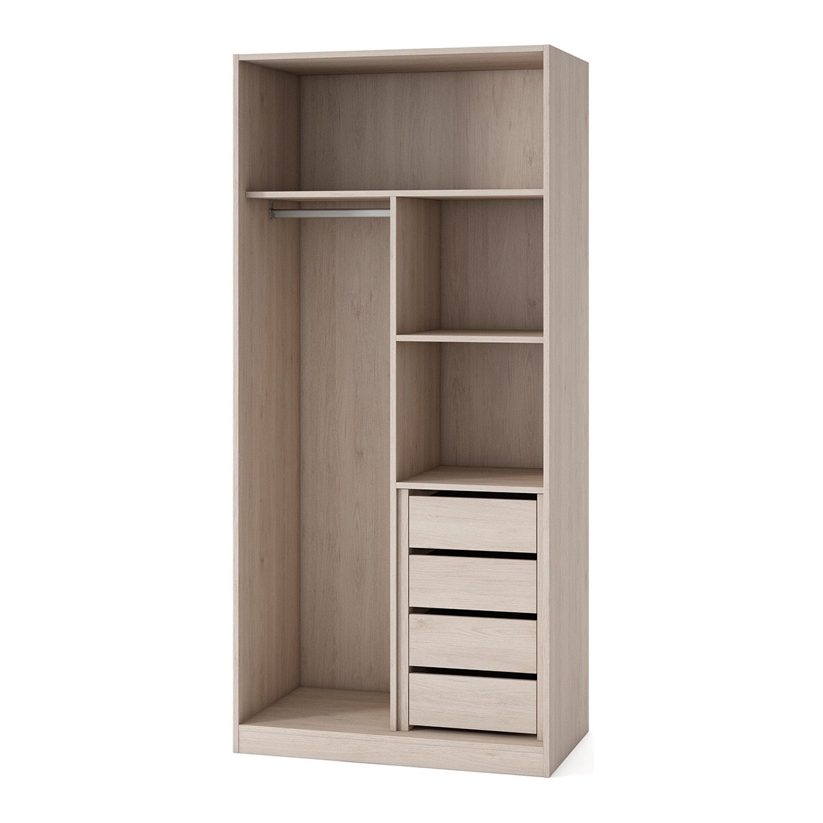 Armario con 2 puertas, 1 balda, divisor y 4 cajones Mio El Corte Inglés - Arena / Blanco Arena / Blanco-1