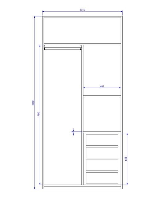 Armario con 2 puertas, 1 balda, divisor y 4 cajones Mio El Corte Inglés - Arena / Blanco Arena / Blanco-5