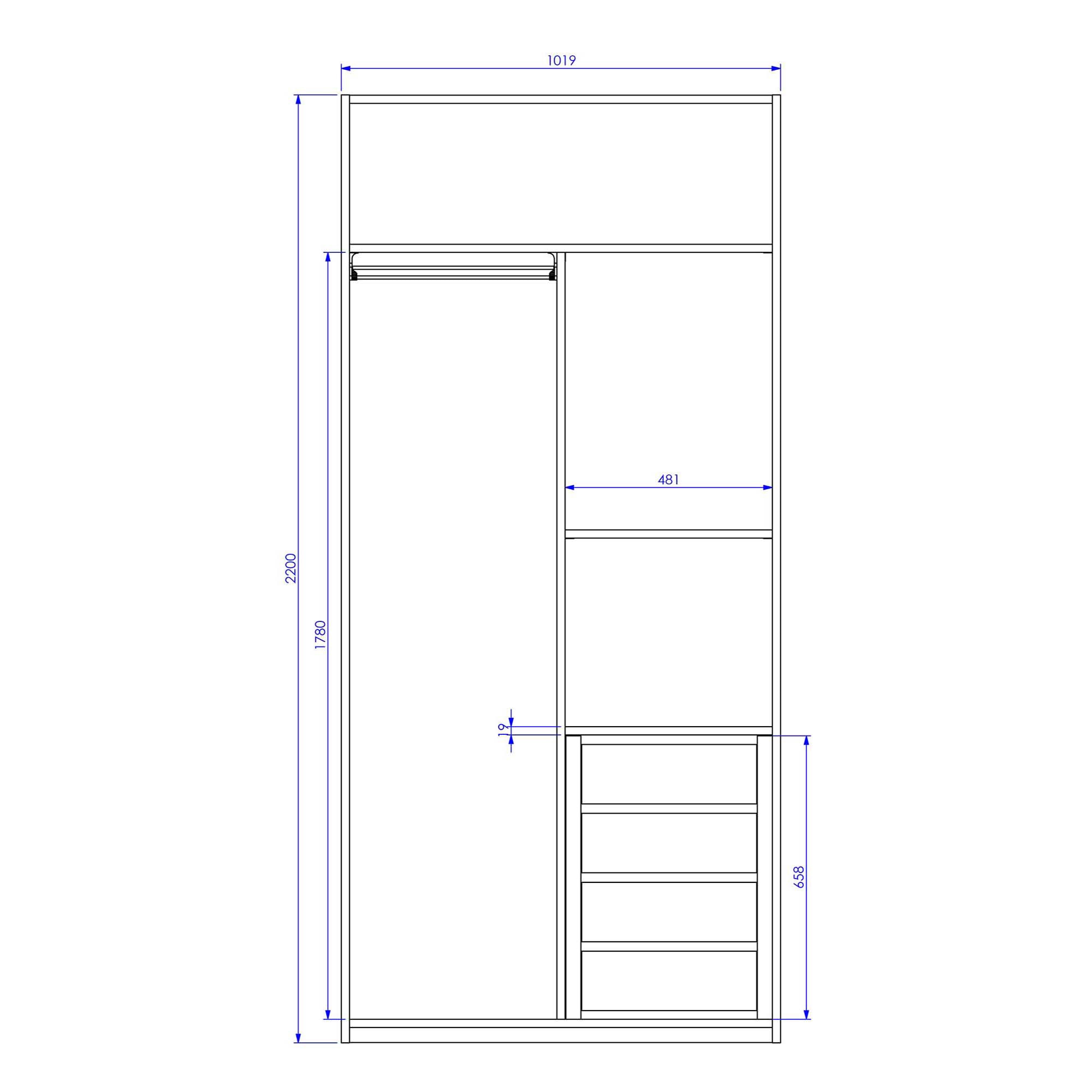 Armario con 2 puertas, 1 balda, divisor y 4 cajones Mio El Corte Inglés - Arena / Blanco Arena / Blanco-6