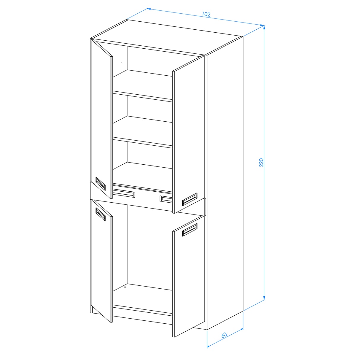 Armário com 4 portas e 1 gaveta Mio Canela-3