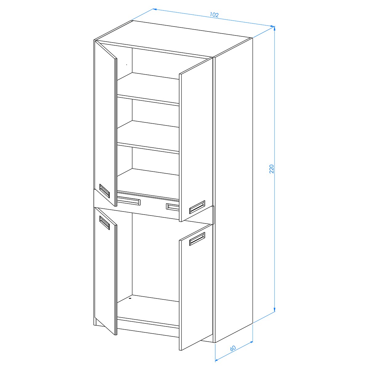 Armário com 4 portas e 1 gaveta Mio Canela-3