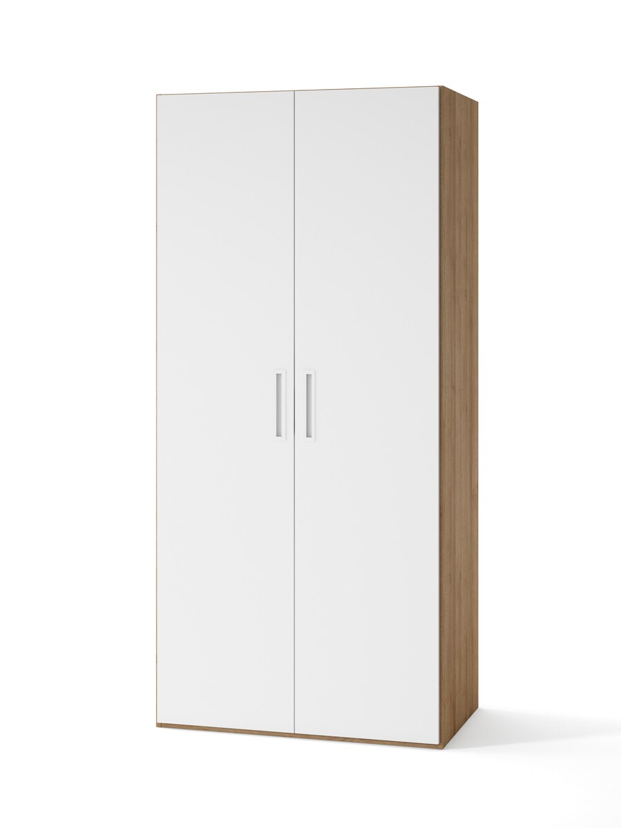 Armário com 2 portas, 1 prateleira e 2 gavetas Mio Canela/Branco-2