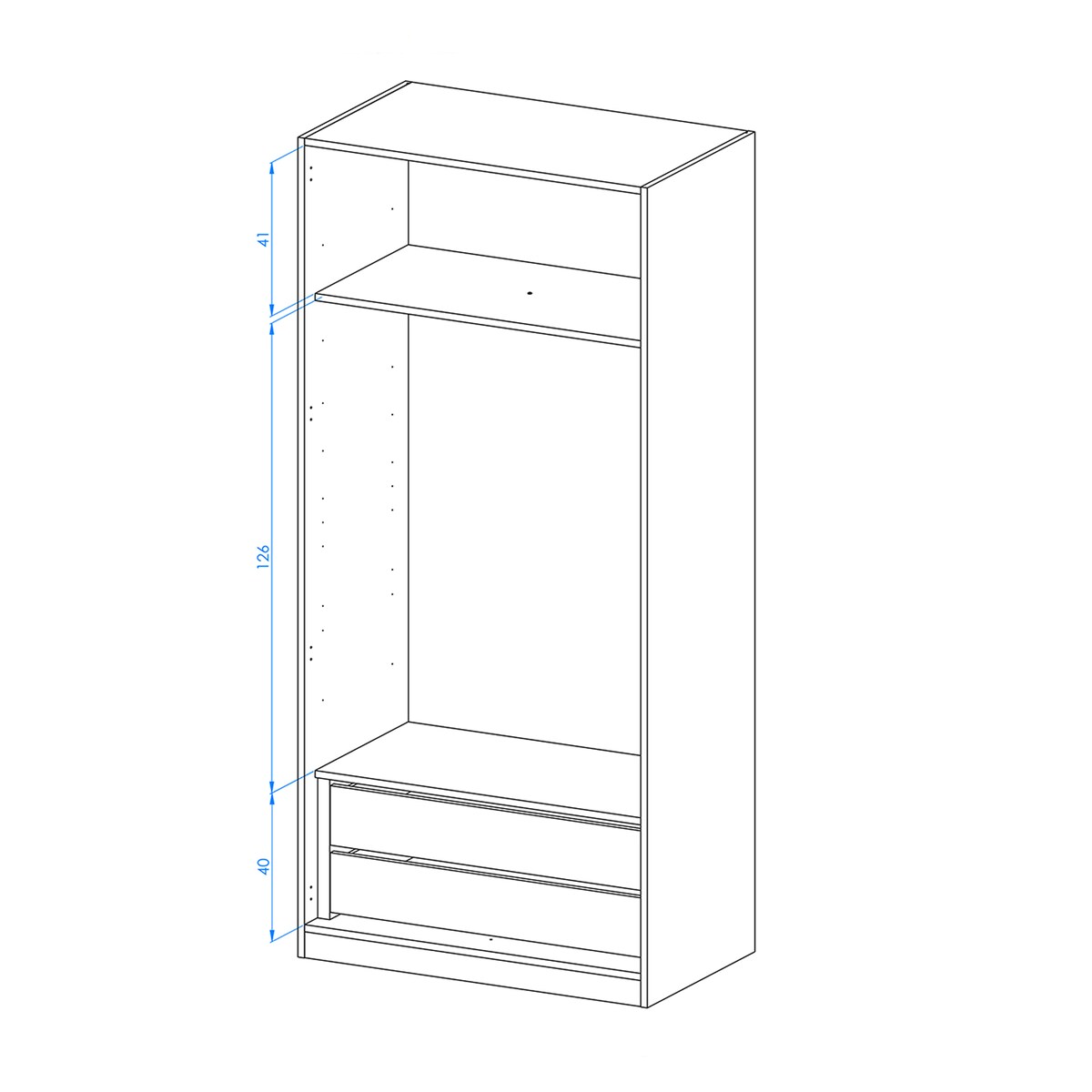 Armário com 2 portas, 1 prateleira e 2 gavetas Mio Canela/Branco-4