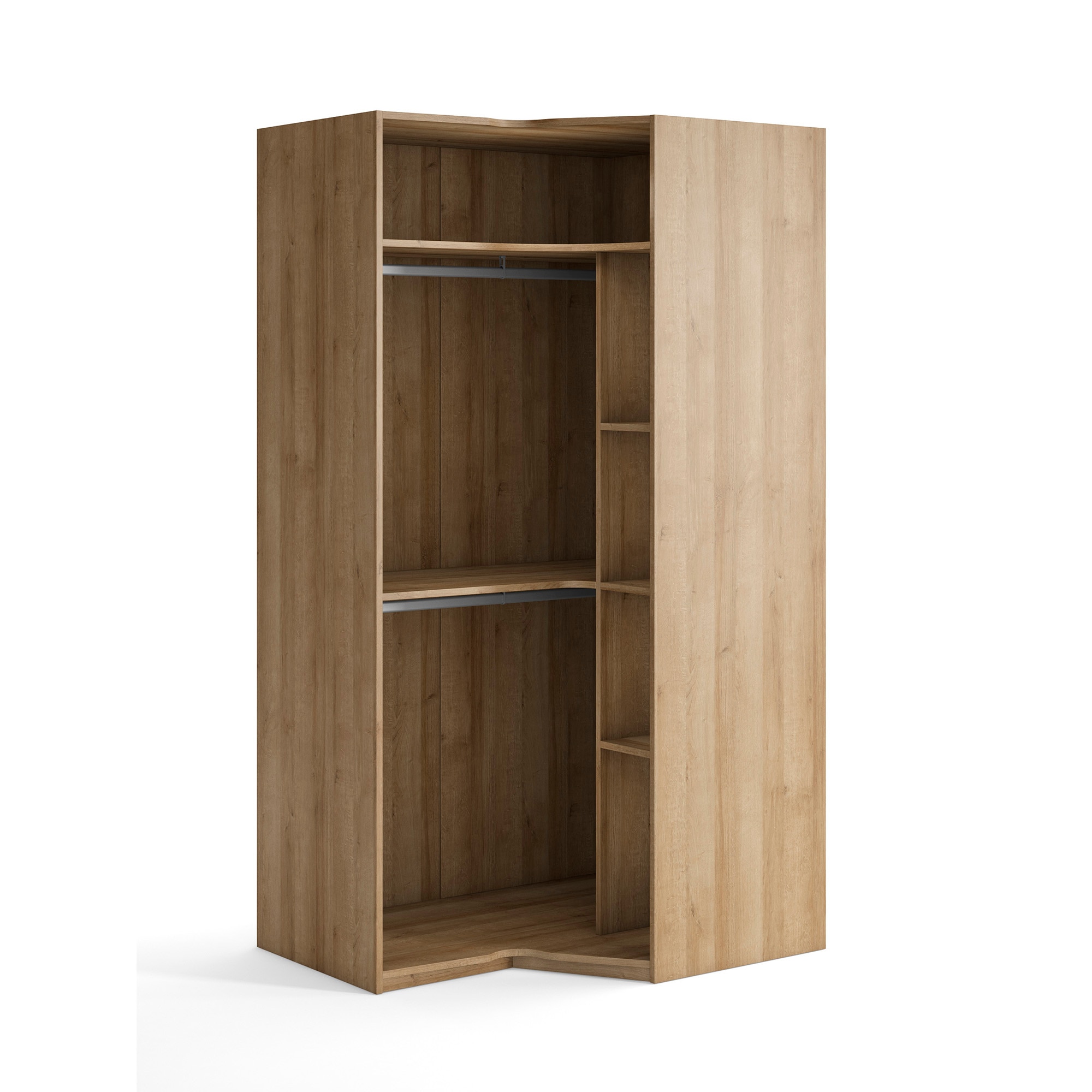 Armário de Canto Direito com 2 Barras e 2 Prateleiras Mio Canela/Branco-1