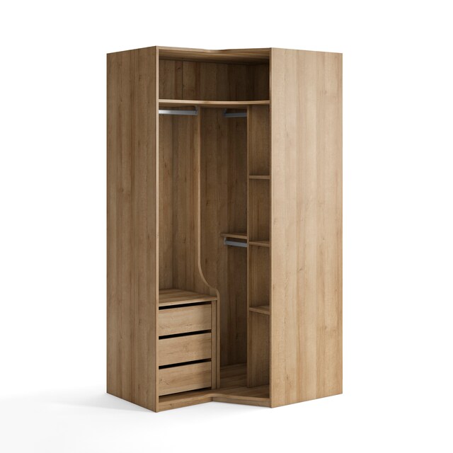 Imagem 0 de Armário de Canto Direito com 2 Barras, 2 Estantes e Gavetas Mio