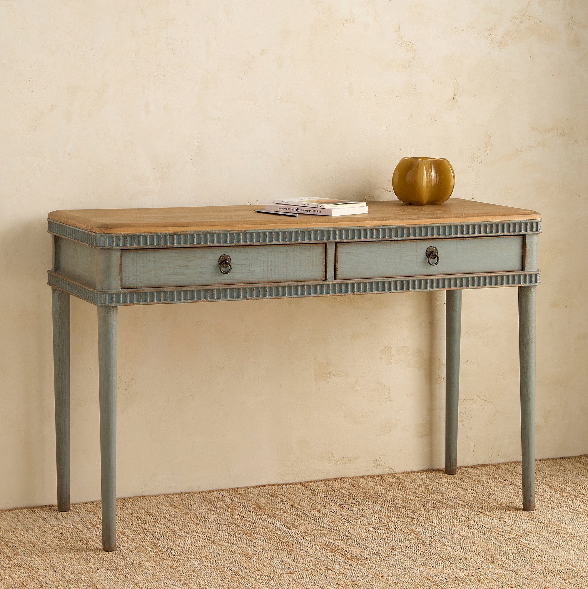 Mesa de madera de pino reciclado Amelia - Azul envejecido Azul envejecido-1