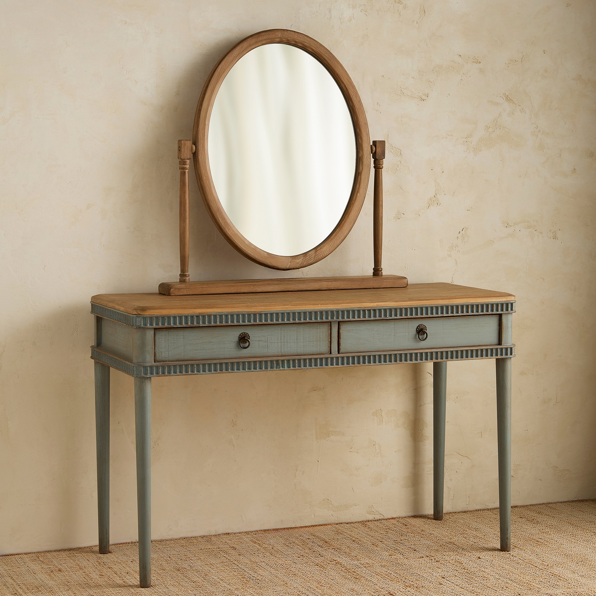 Mesa de madera de pino reciclado Amelia - Azul envejecido Azul envejecido-8