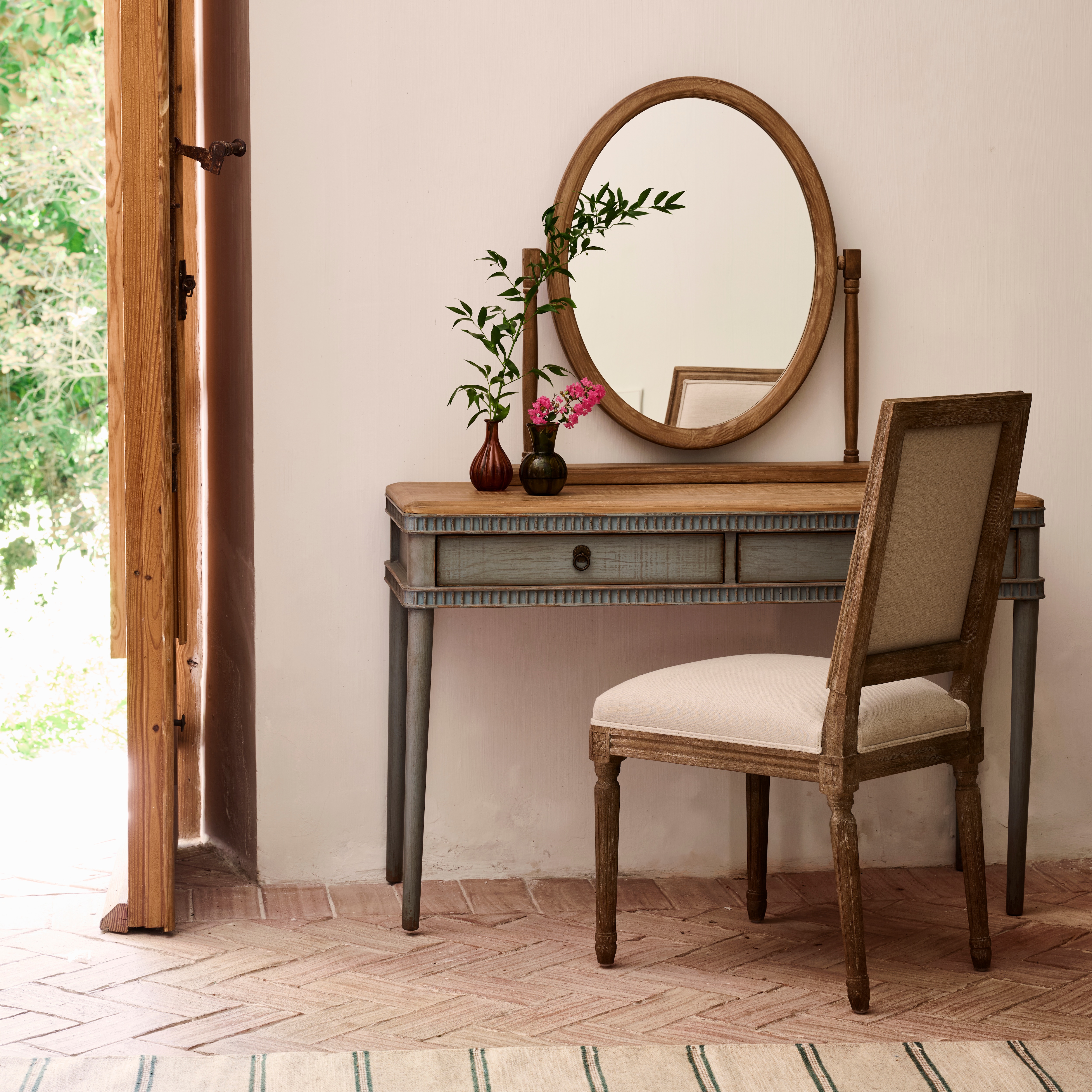 Mesa de madera de pino reciclado Amelia - Azul envejecido Azul envejecido-10