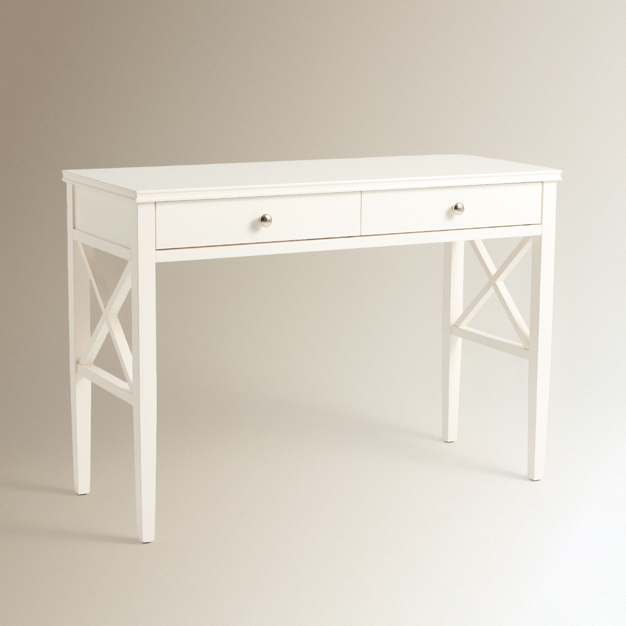 Toucador de Madeira de Faia com 2 Gavetas Caviedes Branco-2