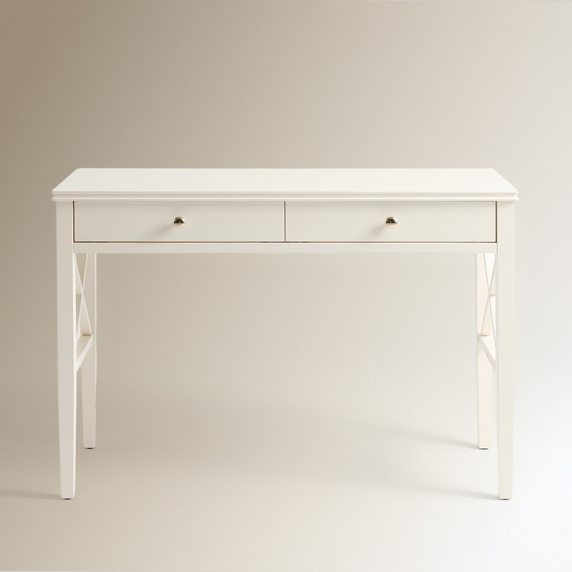 Toucador de Madeira de Faia com 2 Gavetas Caviedes Branco-3