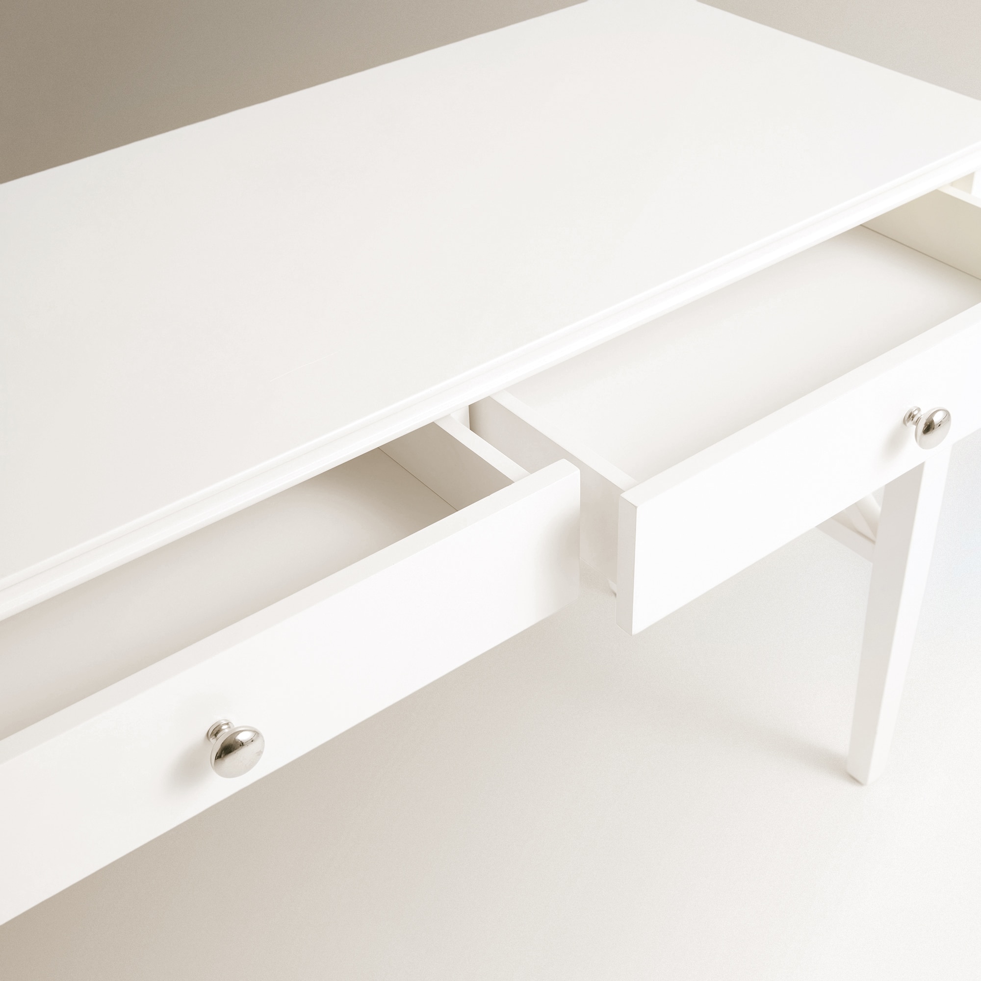 Toucador de Madeira de Faia com 2 Gavetas Caviedes Branco-6