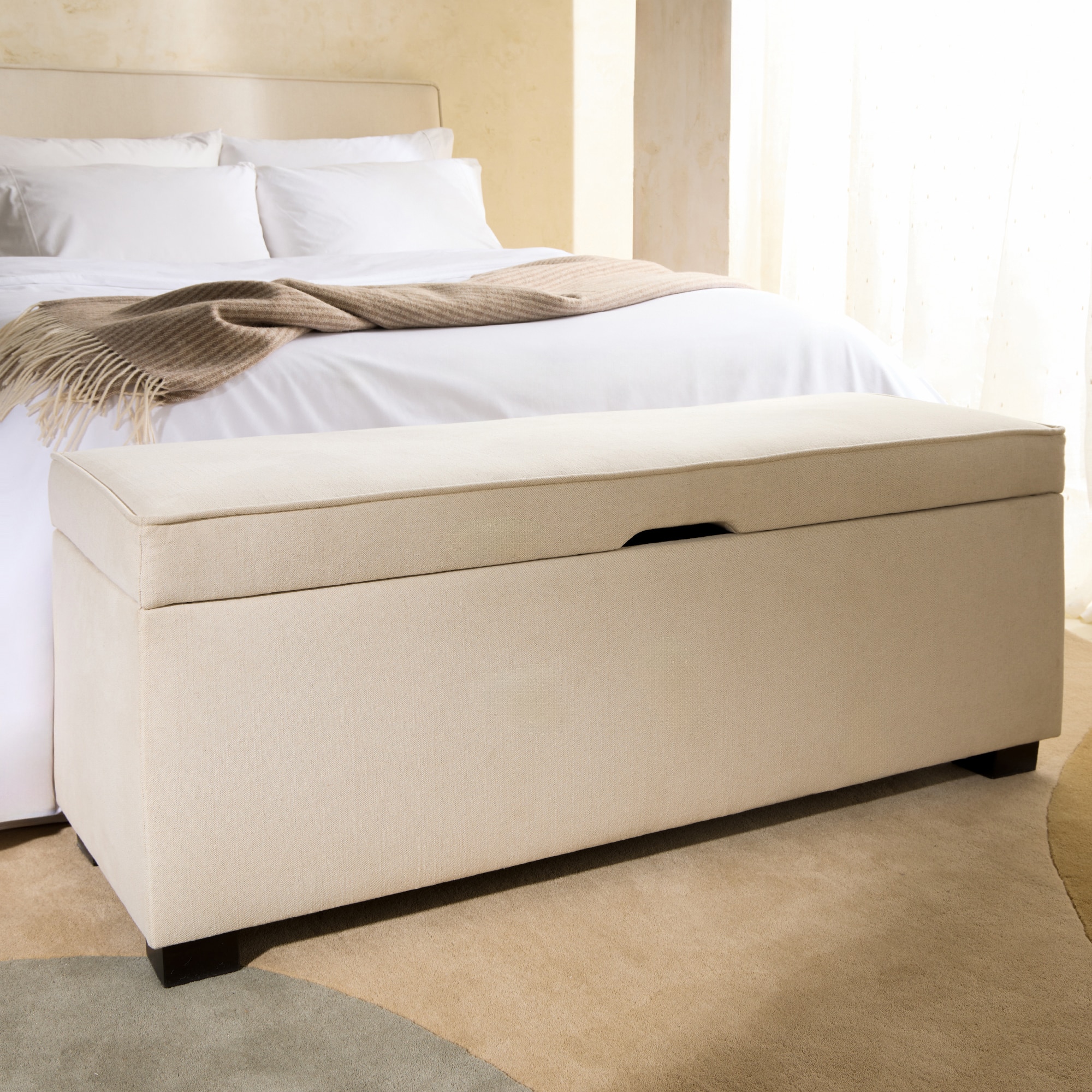 Banco Estofado com Armazenamento Byron Bege-1