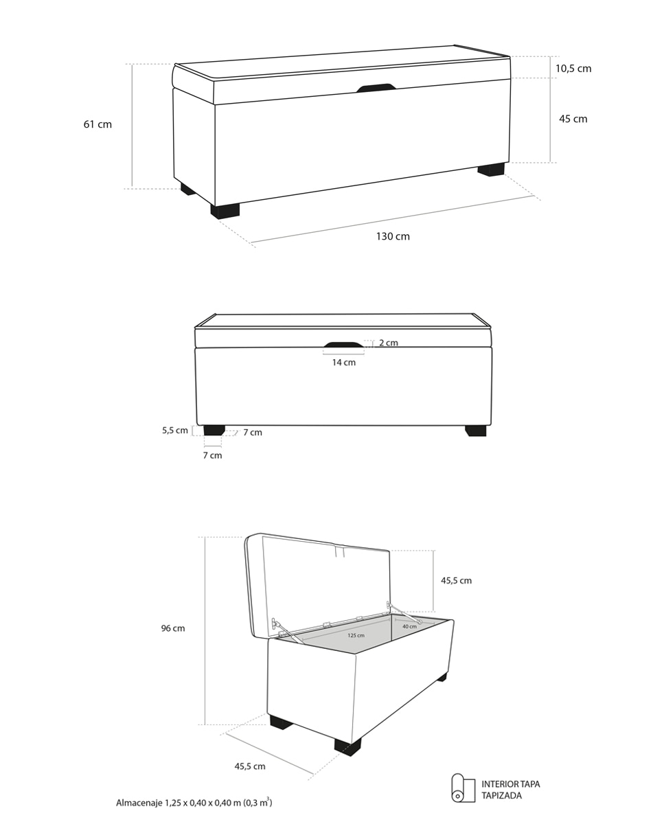 Banco Estofado com Armazenamento Byron Bege-8