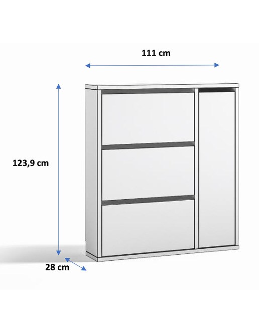 Zapatero con 3 trampones y una puerta Noel El Corte Inglés - Blanco Blanco-3