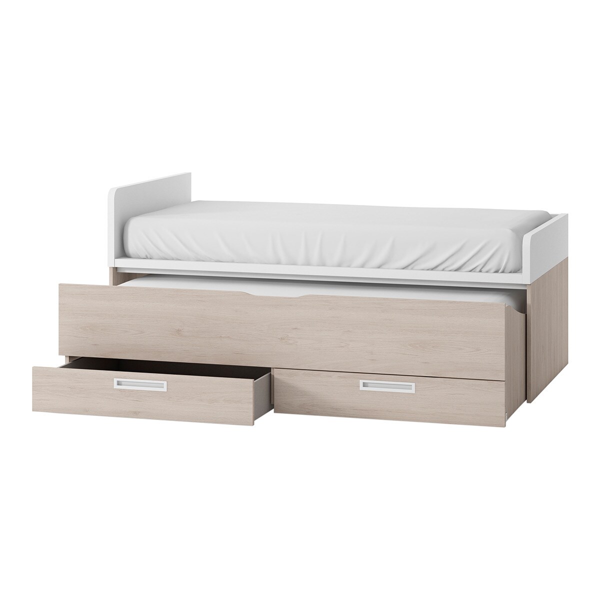 Cama nido con 2 cajones y costado izquierdo alto Mio El Corte Inglés - Blanco / Arena Blanco / Arena-2