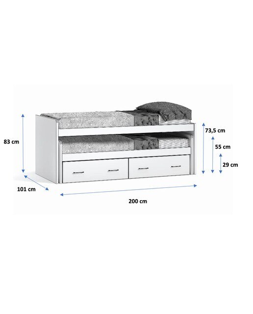 Imagen 2 de Cama nido con 2 cajones y costado izquierdo alto Noel El Corte Inglés - Blanco Blanco