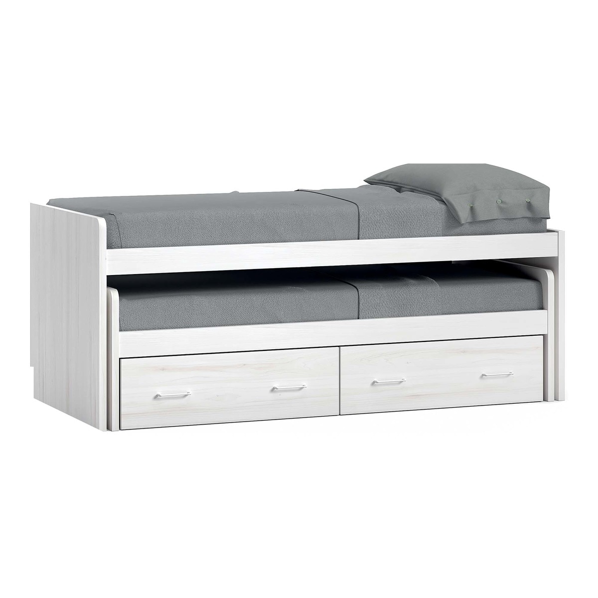 Cama com Gavetão e 2 Gavetas e Encosto Esquerdo Alto Noel Pedra - Giz-1