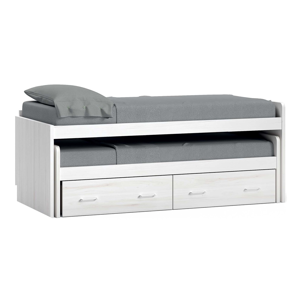 Cama com Gavetão e 2 Gavetas e Encosto Direito Alto Noel Pedra - Giz-1
