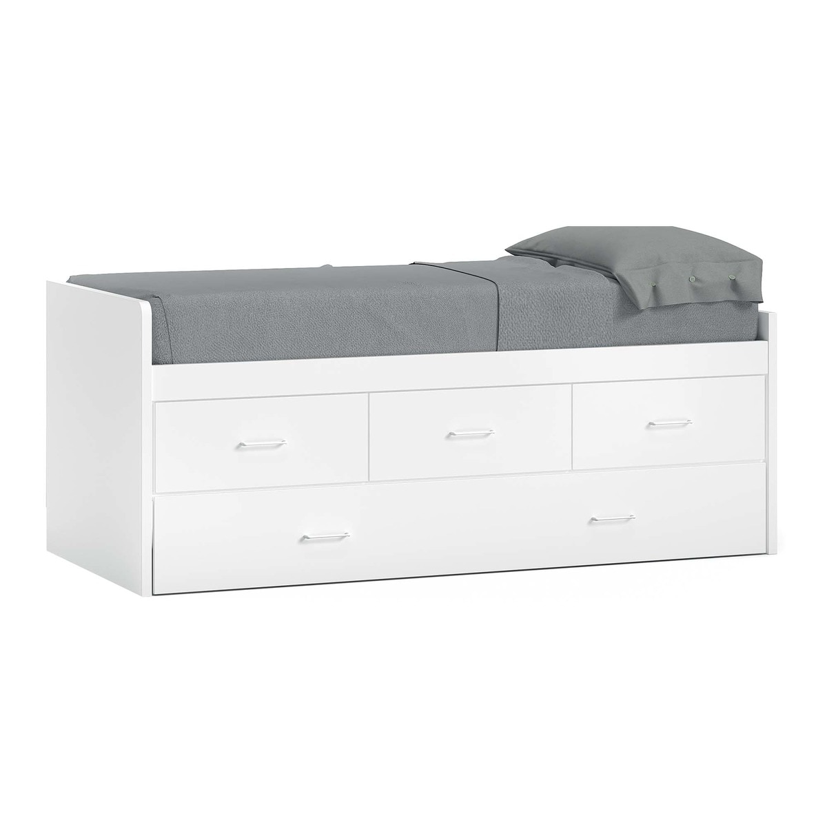 Imagen 1 de Cama nido oculto con 3 cajones y brazo izquierdo alto Noel El Corte Inglés - Blanco Blanco